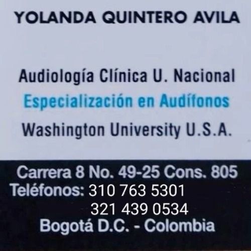 Yolanda Quintero Avila, Audiólogo en Chapinero | Agenda una cita online